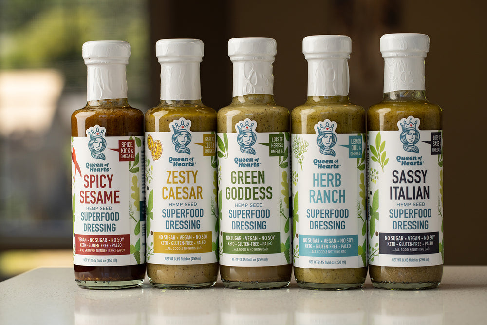 Spicy Sesame Plant-based Vegan Caesar Green Goddess Herb Ranch Sassy Italian Superfood Dressings